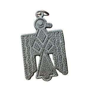 1960s Vintage  Silver Thunderbird Native American Style Keychain